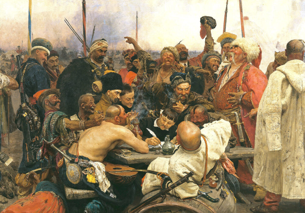 Obraz Ilji Repina: Kozacy piszą list do sułtana