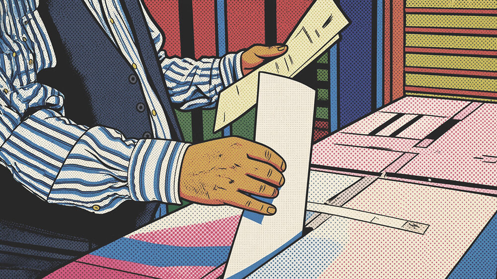 Eine Animation zeigt eine Wahlurne und einen Wahlzettel