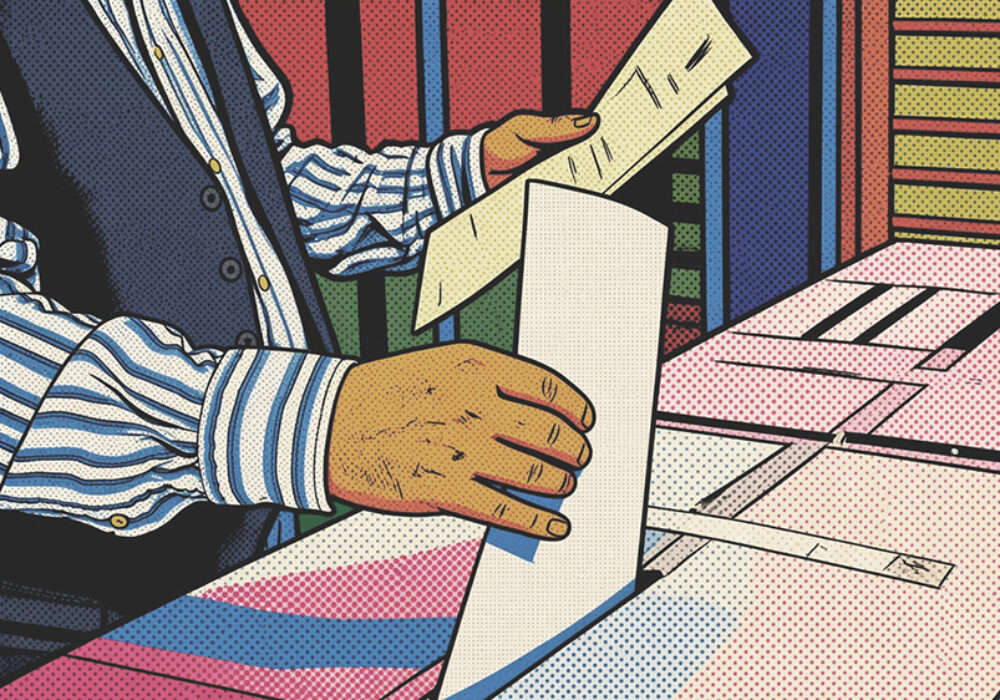 Eine Animation zeigt eine Wahlurne und einen Wahlzettel